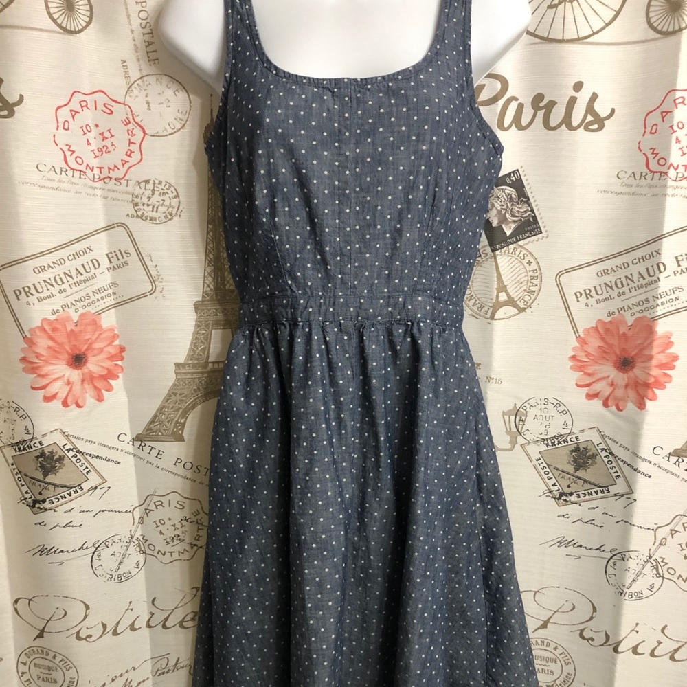 (🛍️ 2 for 8.00) Gap Denim Dress With Polka Dots